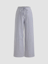 Cotton-blend Gingham Knotted Straight Leg Trousers