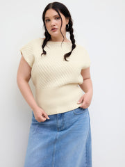 Knitted Round Neckline Vest Curve & Plus