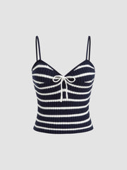 Knit Bowknot Stripes Cami Top