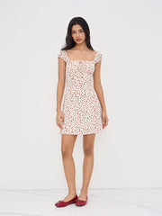 Square Neck Floral Ruffle Mini Dress