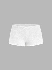 Cotton Broderie Anglaise Trim Tank Top & Low Rise Shirred Bowknot Shorts Set