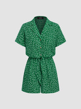 Polo Floral Button Elastic Waist Romper