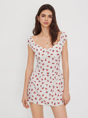 Floral Polka Dot Ruffle Mini Dress