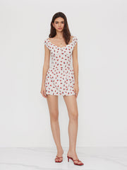 Floral Polka Dot Ruffle Mini Dress
