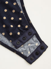 Boat Neck Polka Dot Ruched Bodysuit