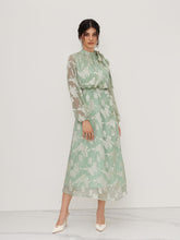 Stand Collar Floral Knotted Cinched Waist Maxi Dress