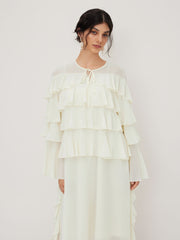 Chiffon Layered Ruffle Knotted Maxi Dress & Slip Dress