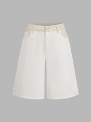 Cider Denim Low Rise Patchy Bermuda Jorts