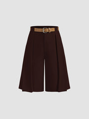 Belted Mid Rise Bermuda Shorts