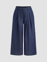 Cider Denim Mid Rise Pleated Wide Leg Jeans Curve & Plus