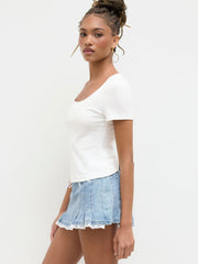 Cotton-blend U-neckline Baby Tee