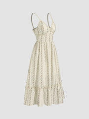 Cotton V-neck Floral Shirred Maxi Dress