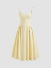100% Cotton Sweetheart Stripe Lace Up Ruffle Hem Midi Dress