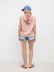 Terry Drawstring Sleeveless Hoodie