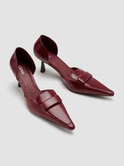 POINTED TOE FAUX LEATHER HEELS