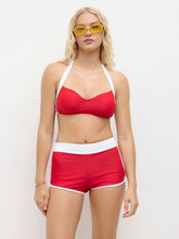 V-neck Contrasting Binding Knotted Bracelet Shorts Bikini Set