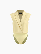 Linen-blend Collar Bodysuit