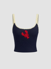 Knit Crayfish Contrasting Binding Crop Cami Top