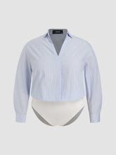 Cotton Collar Shirt Bodysuit Curve & Plus