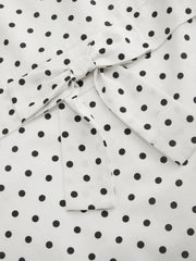 100% Cotton U-neckline Polka Dot Bowknot Mini Dress