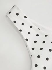 100% Cotton U-neckline Polka Dot Bowknot Mini Dress