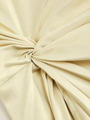 Satin Asymmetrical Neck Twist Split Midi Dress