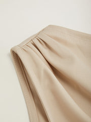 Woven Boat Neck Solid Ruched Jumpsuit With Belt