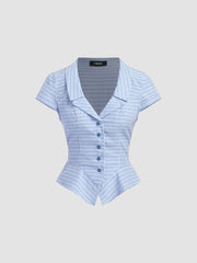 Cotton-blend Collar Check Button Shirt