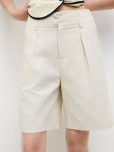 Linen-blend Mid Rise Pleated Shorts