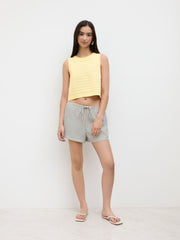Knit Tie Back Spilt Oversized Top