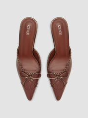 BOWKNOT BRAIDED DECOR MULE HEELS