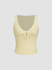 Jersey Contrasting Binding Bowknot Tank Top