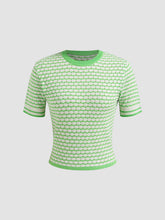 Knit Round Neckline Geometric Hollow Out Top
