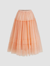 Voluminous Mesh Mid Rise Midi Skirt
