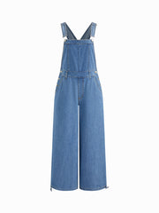 Denim Drawstring Buckle Up Jogger Wide Leg Jumpsuit