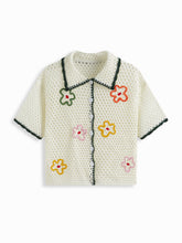 Knit Collar Floral Hollow Out See-through Oversized Cardigan