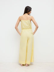 Cotton Square Neck Elastic Waist Cami Wide Leg Jumpsuit