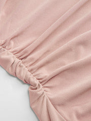 Boat Neck Twist Ruched Mini Dress