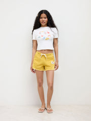 Cotton-blend Seafood Star Graphic Crop Tee