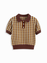 Knit Polo Check Short Sleeve Top
