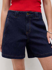 Stretch Cider Denim Mid Rise Pocket Shorts