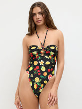 Shaping Halter Neckline Fruit Cut Out One Piece Swimsuit
