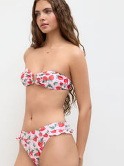 Bandeau Strawberry O-Ring Lettuce Trim Cheeky Bikini Set