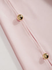 Satin Round Neckline Button Dolman Sleeve Maxi Dress