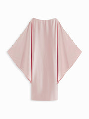 Satin Round Neckline Button Dolman Sleeve Maxi Dress