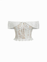 Lace Off-shoulder Knotted Crop Top