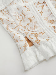 Lace Off-shoulder Knotted Crop Top