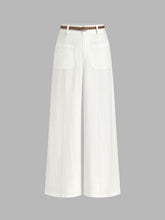 Linen-blend Mid Rise Straight Leg Trousers With Belt