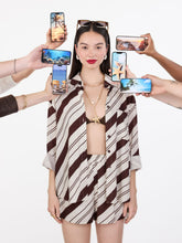 Linen-blend Stripe Oversized Long Sleeve Shirt