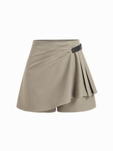 Mid Rise Pleated Belted Mini Skort